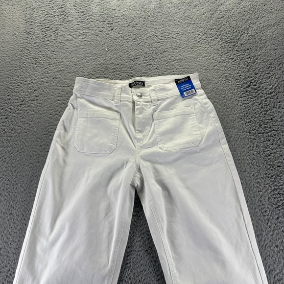 Buffalo David Bitton Brigette Pant Womens 10 White Cotton Crop Wide-Leg Stretch - Picture 2 of 12